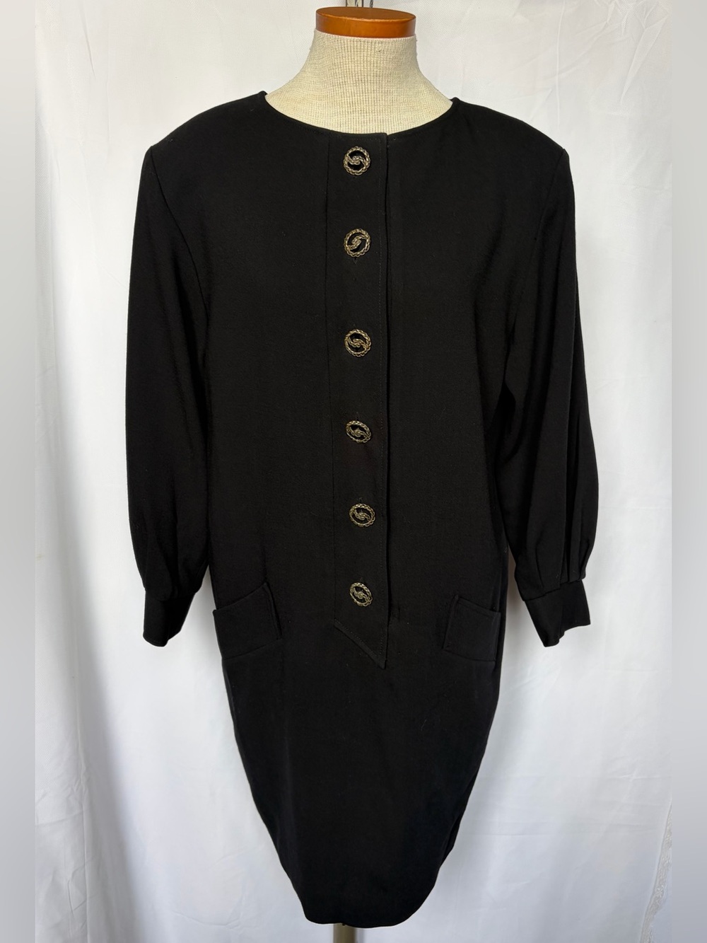Lida Biday Classic Black Button-Front Women's Dress